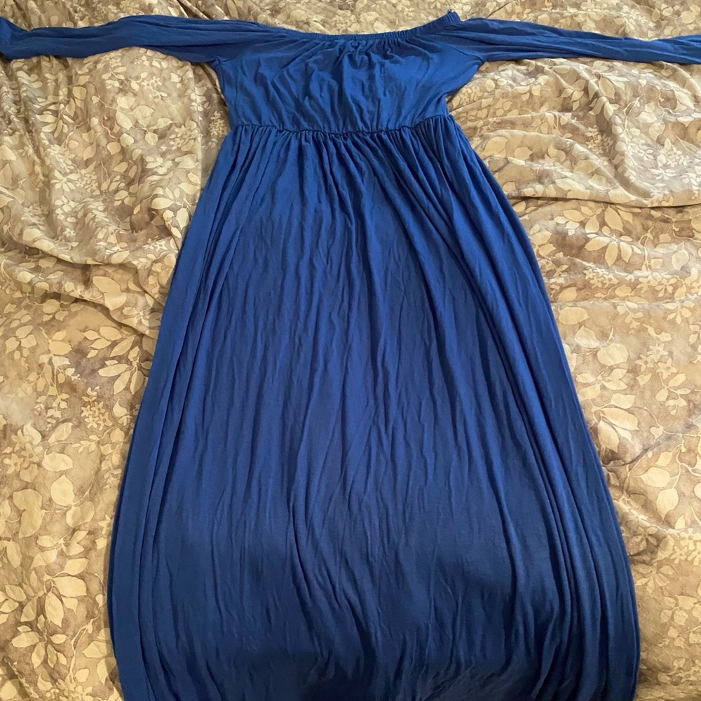 Blue long sleeve very long dress
